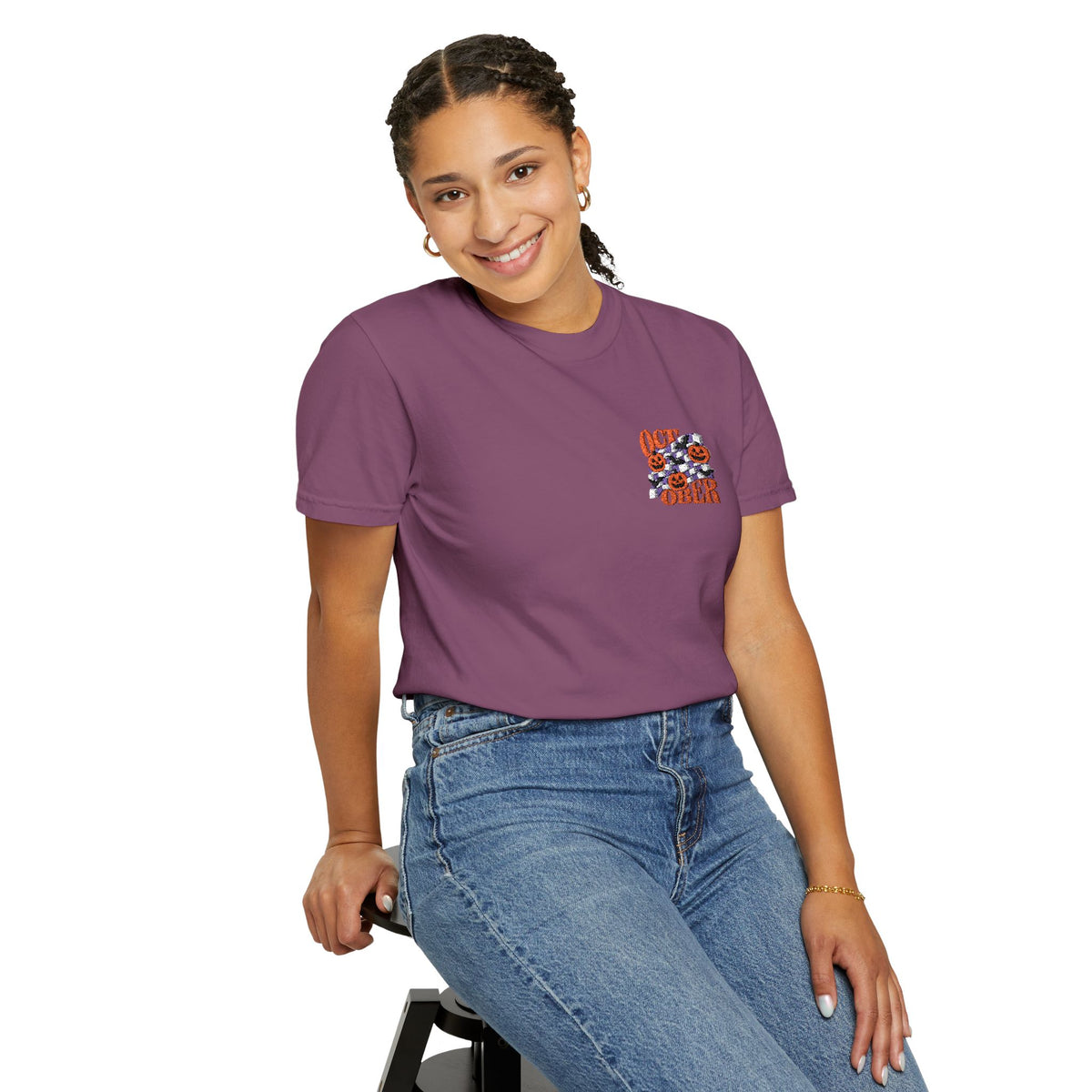 Embroidered Retro "October" Halloween Tee