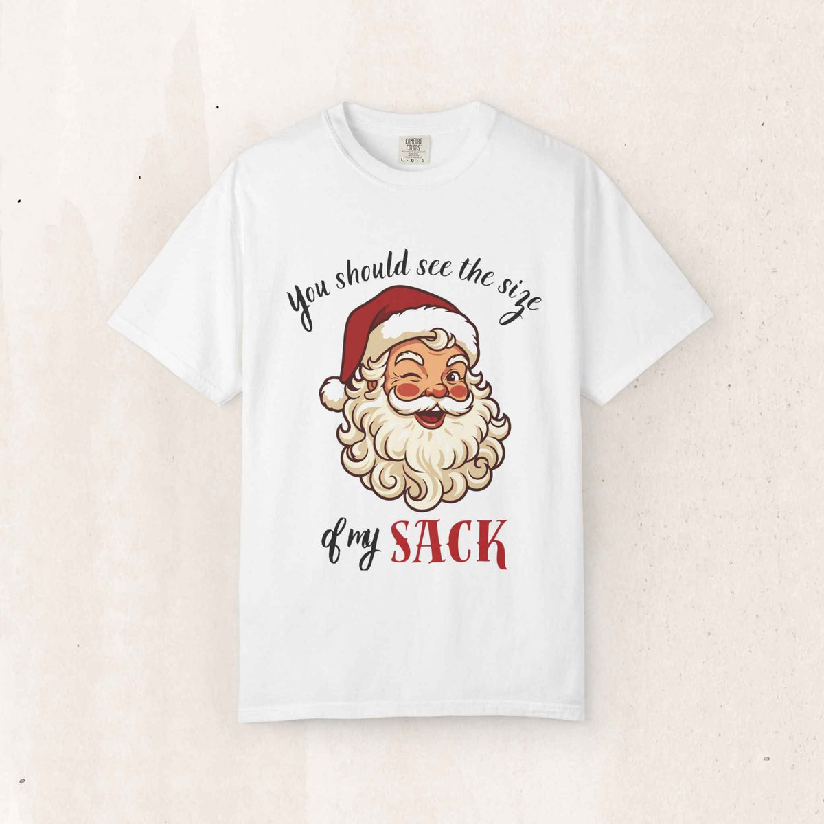Santa 'You Should See the Size of My Sack' Christmas Tee – White