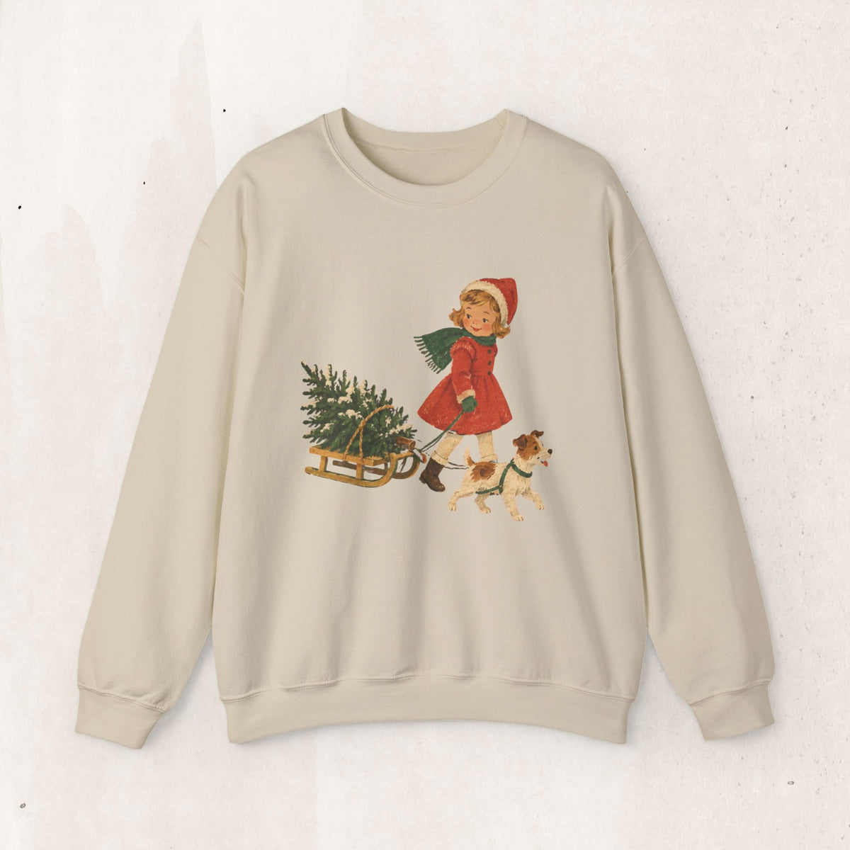 Vintage Christmas Girl and Puppy sweatshirt