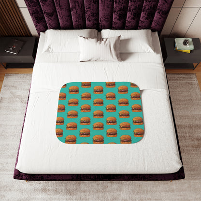 Burger Pattern Sherpa Blanket
