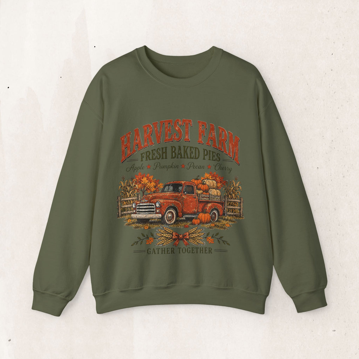 Harvest Farm Fresh Baked Pies Vintage Truck Sweatshirt, Thanksgiving Pumpkin Crewneck
