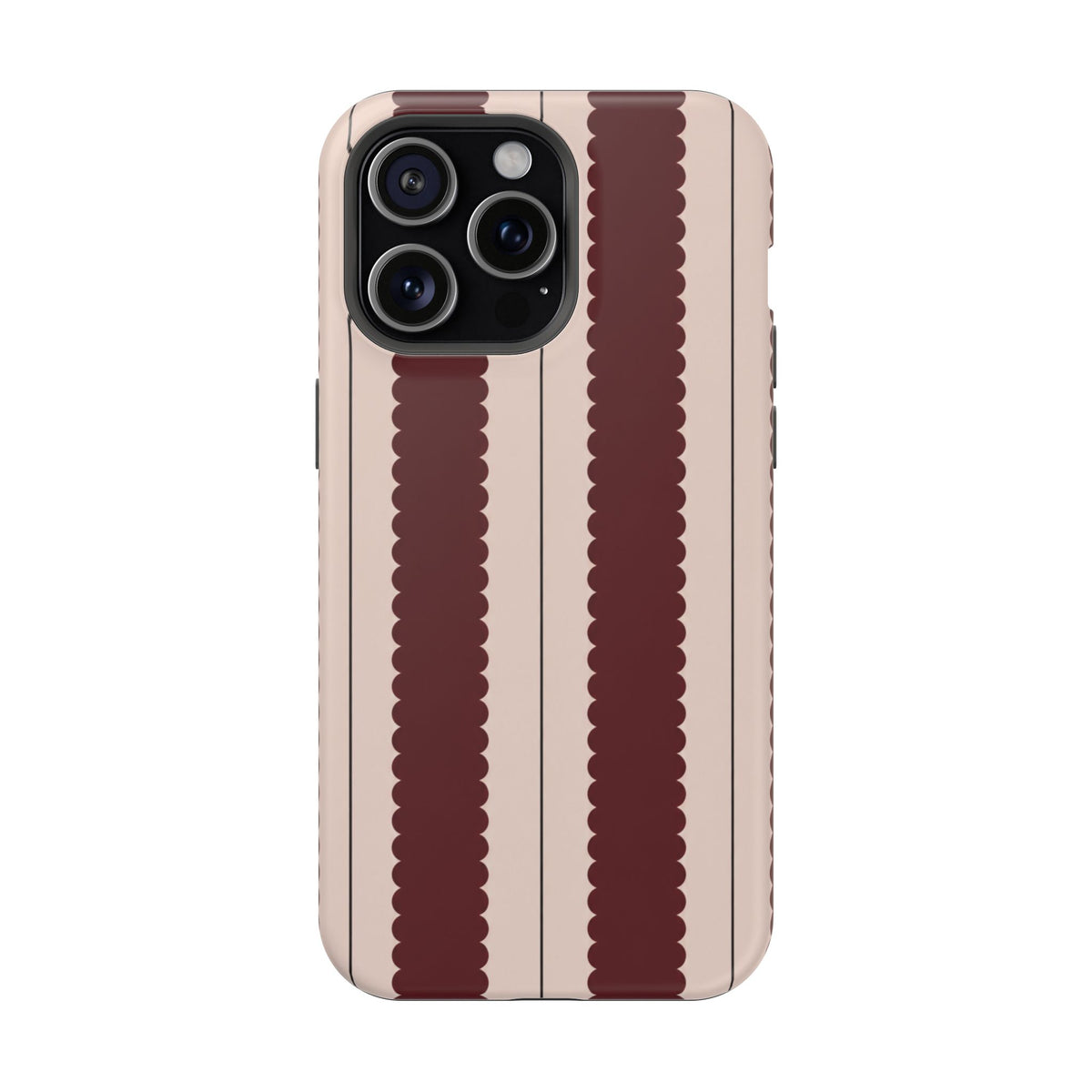 Burgundy Scallop Stripe Magnetic Phone Case, alternate view