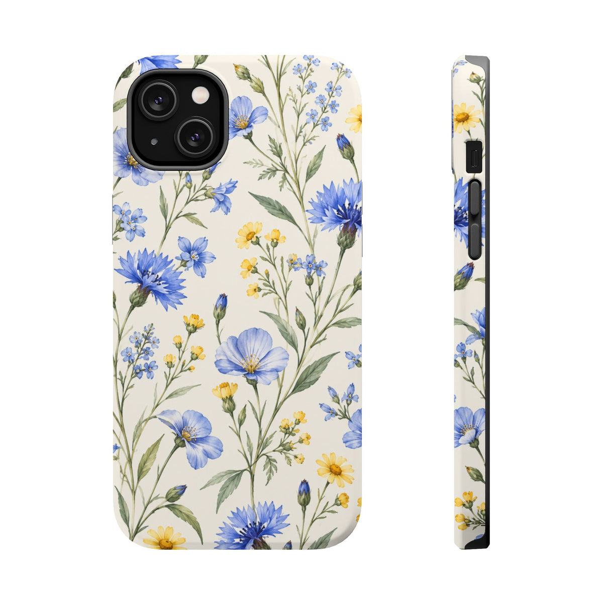 Floral Blue Cornflower Tough Magnetic Phone Case, alternate view