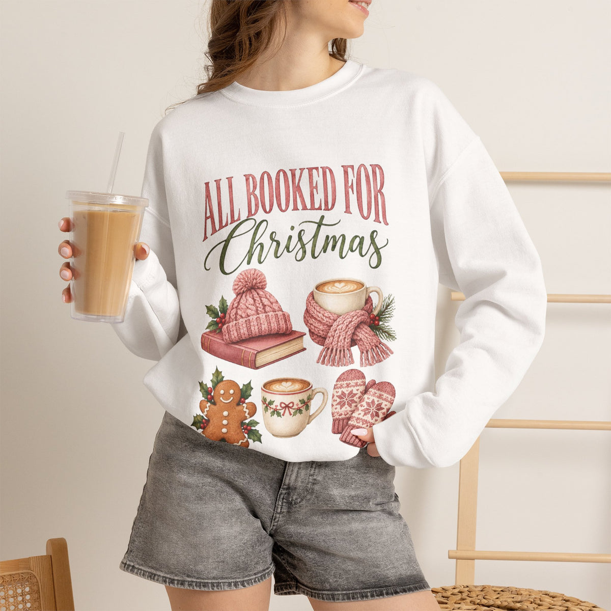 All Booked for Christmas Sweatshirt, Cozy Holiday Crewneck