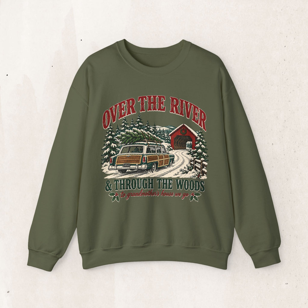 Over the River and Through the Woods Christmas Sweatshirt, Christmas Cabin Crewneck