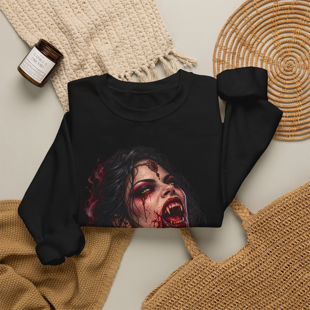 Bloody Horror Vampire Crewneck Sweatshirt Printify