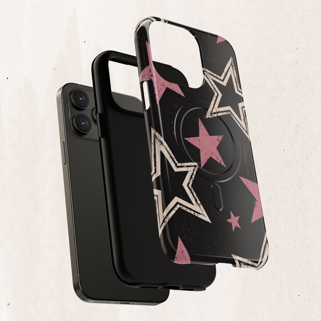 Magnetic Phone Case — Pink Retro Stars Tough Protective Cover Printify