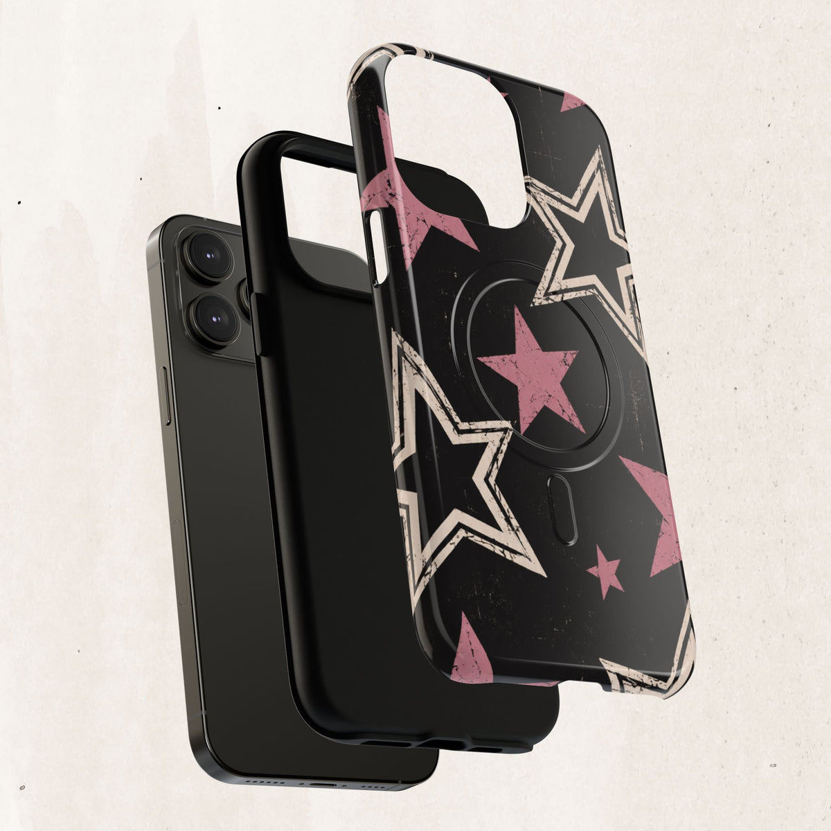 Magnetic Phone Case — Pink Retro Stars Tough Protective Cover Printify