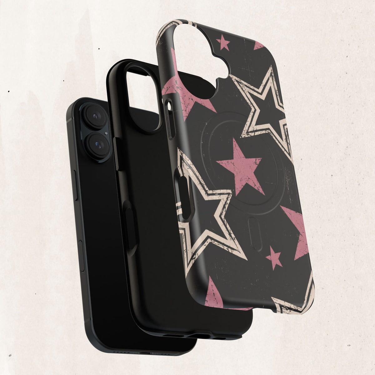 Magnetic Phone Case — Pink Retro Stars Tough Protective Cover Printify