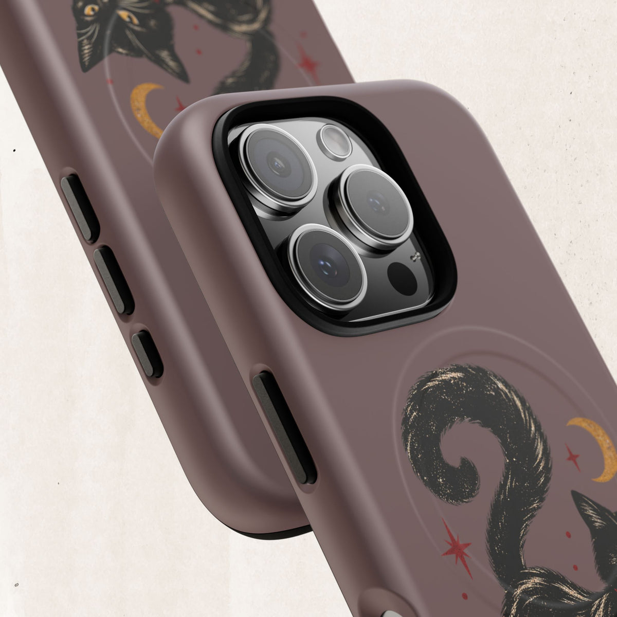Magnetic Phone Case — Black Cat in Red Boots Design