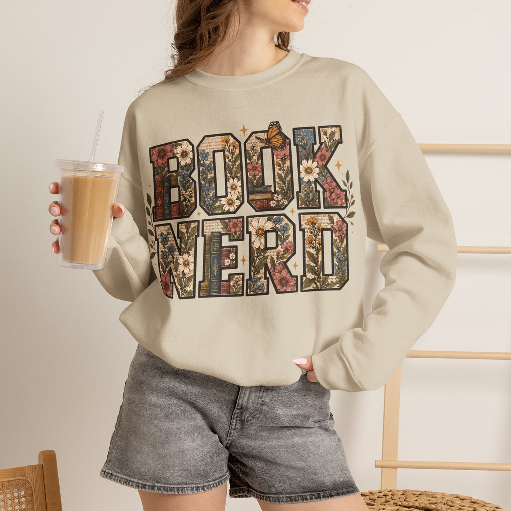 Floral Book Nerd Crewneck Sweatshirt