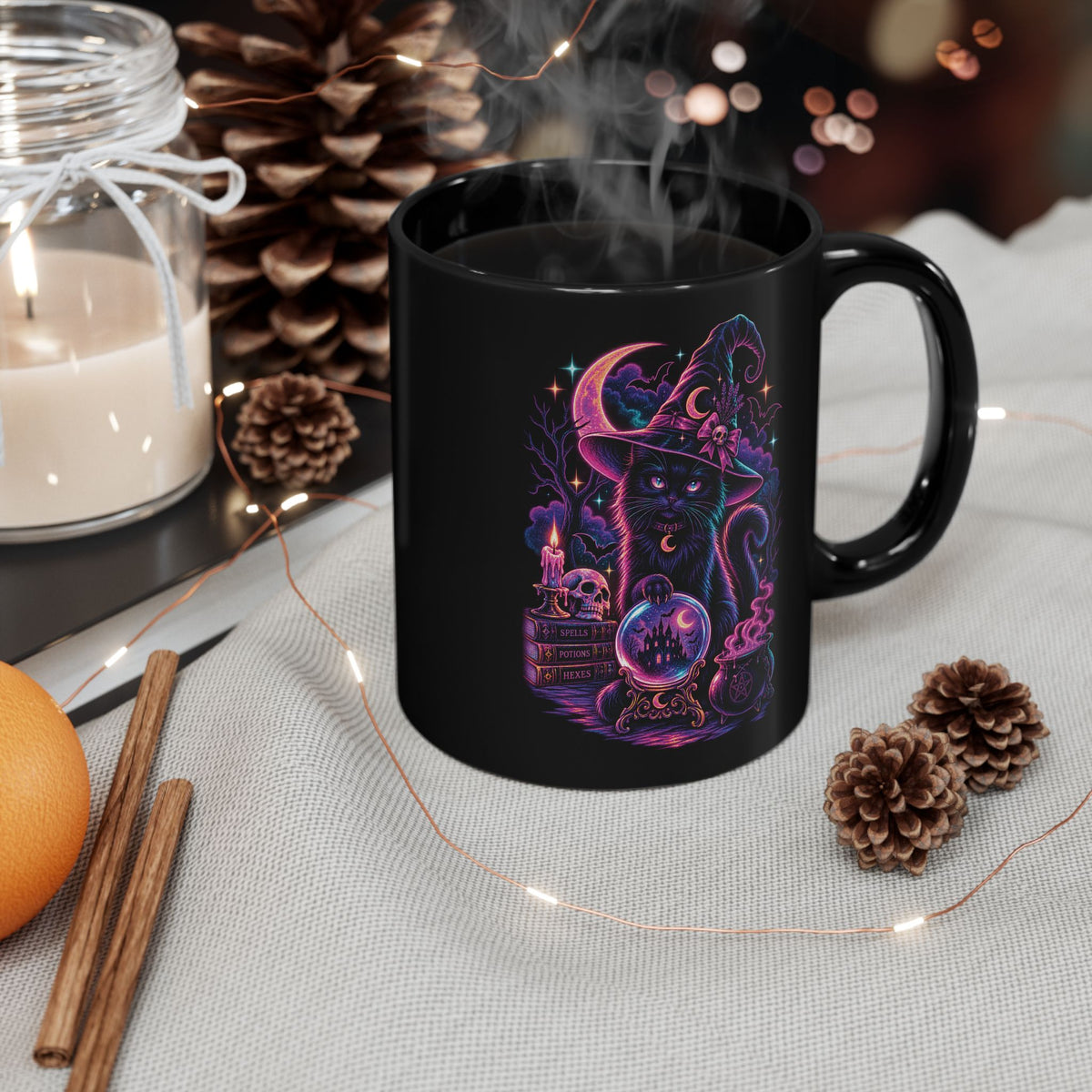Neon Mystic Witch Cat Mug