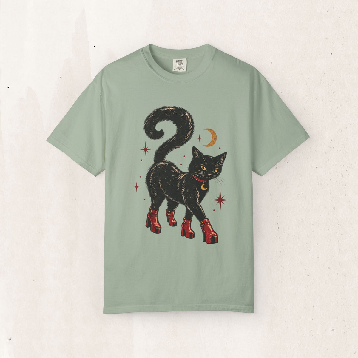 Witchy Cat in Red Boots - Graphic Tee