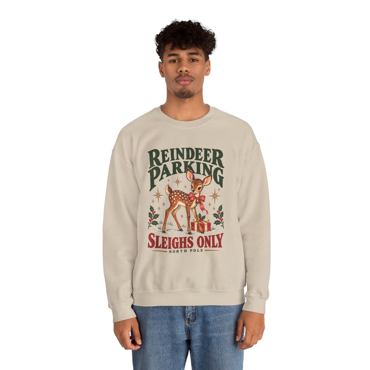 Reindeer Parking Sleighs Only Christmas sweatshirt