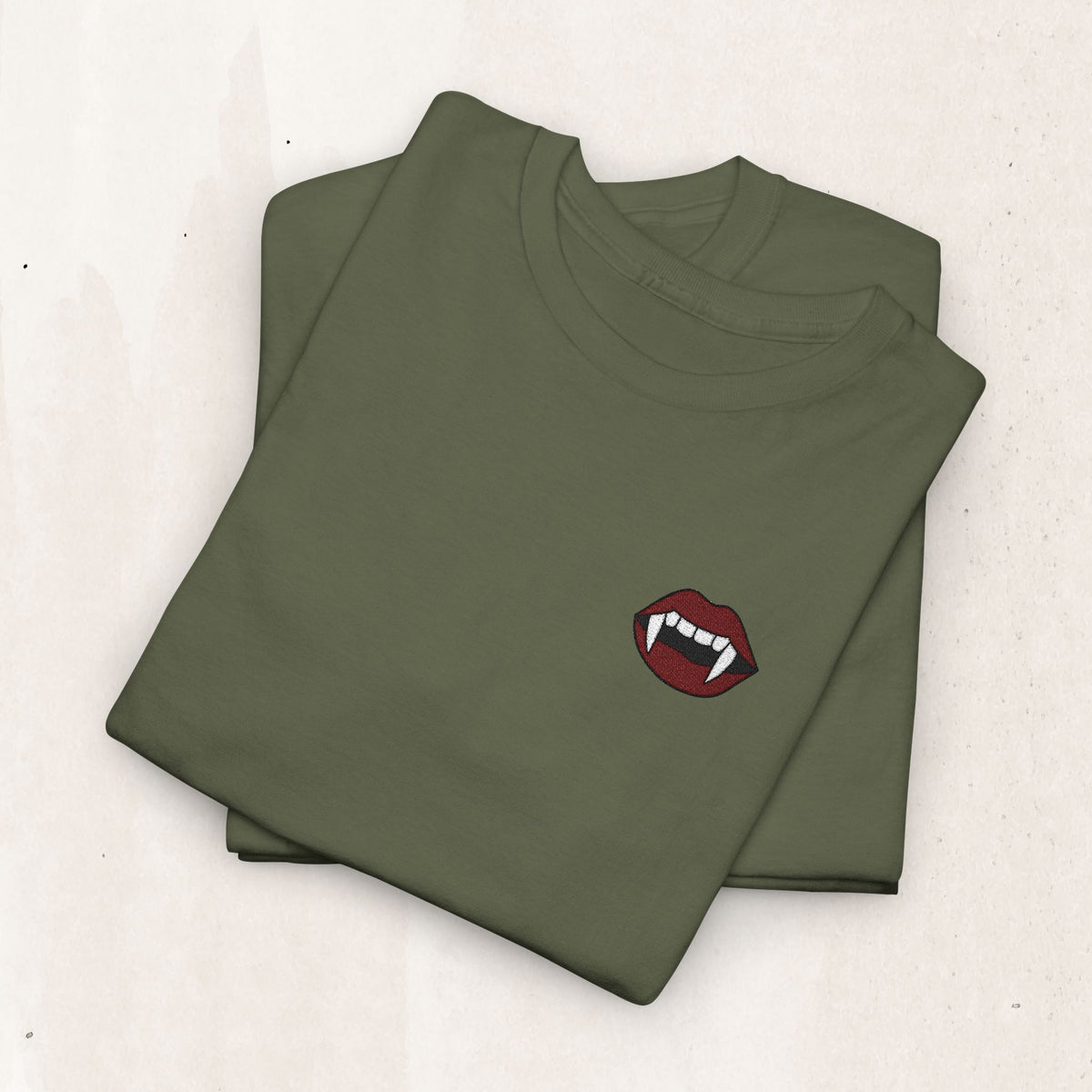 Embroidered Vampire Fangs Tee