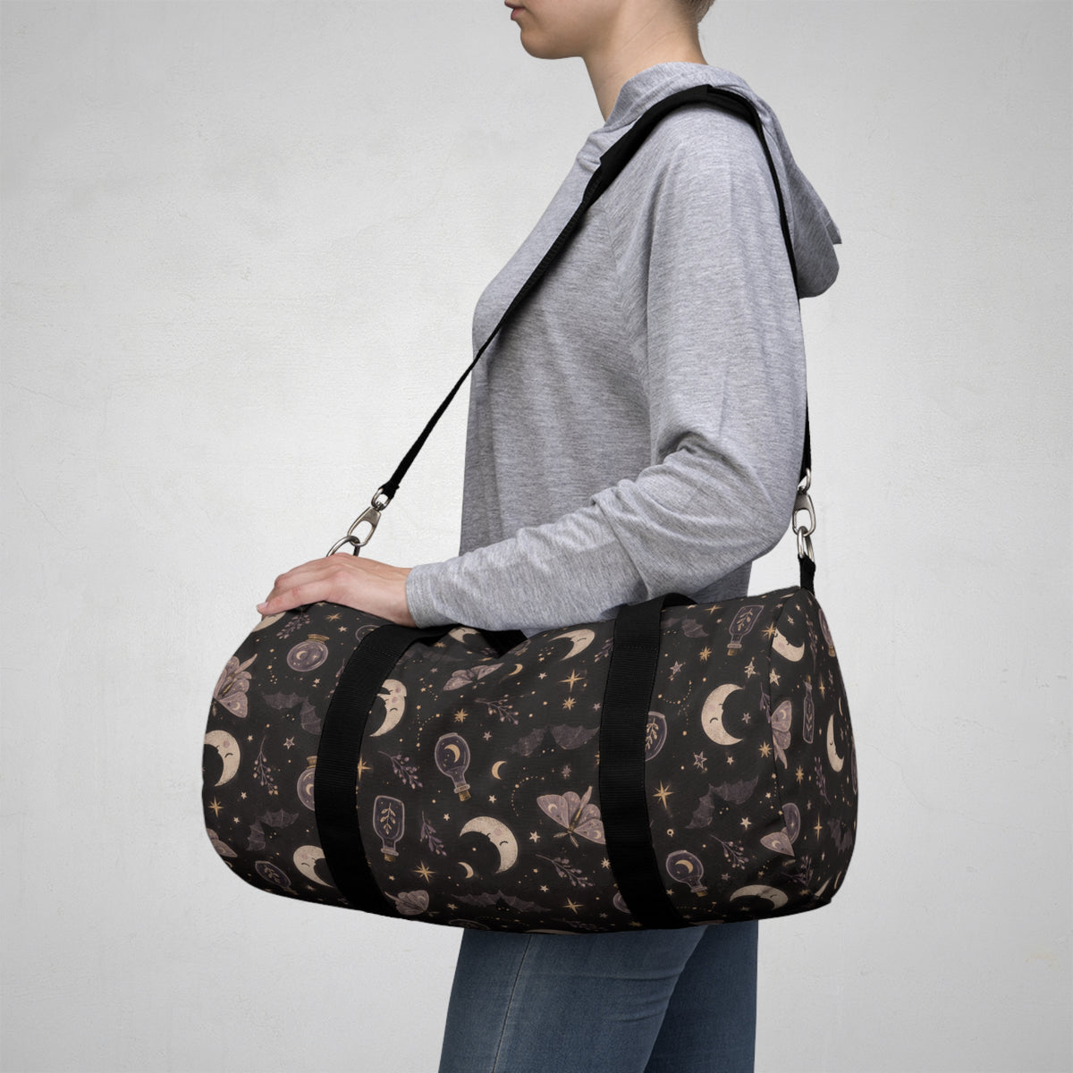 Mystic Moon & Moth Duffel Bag — Celestial Travel Bag