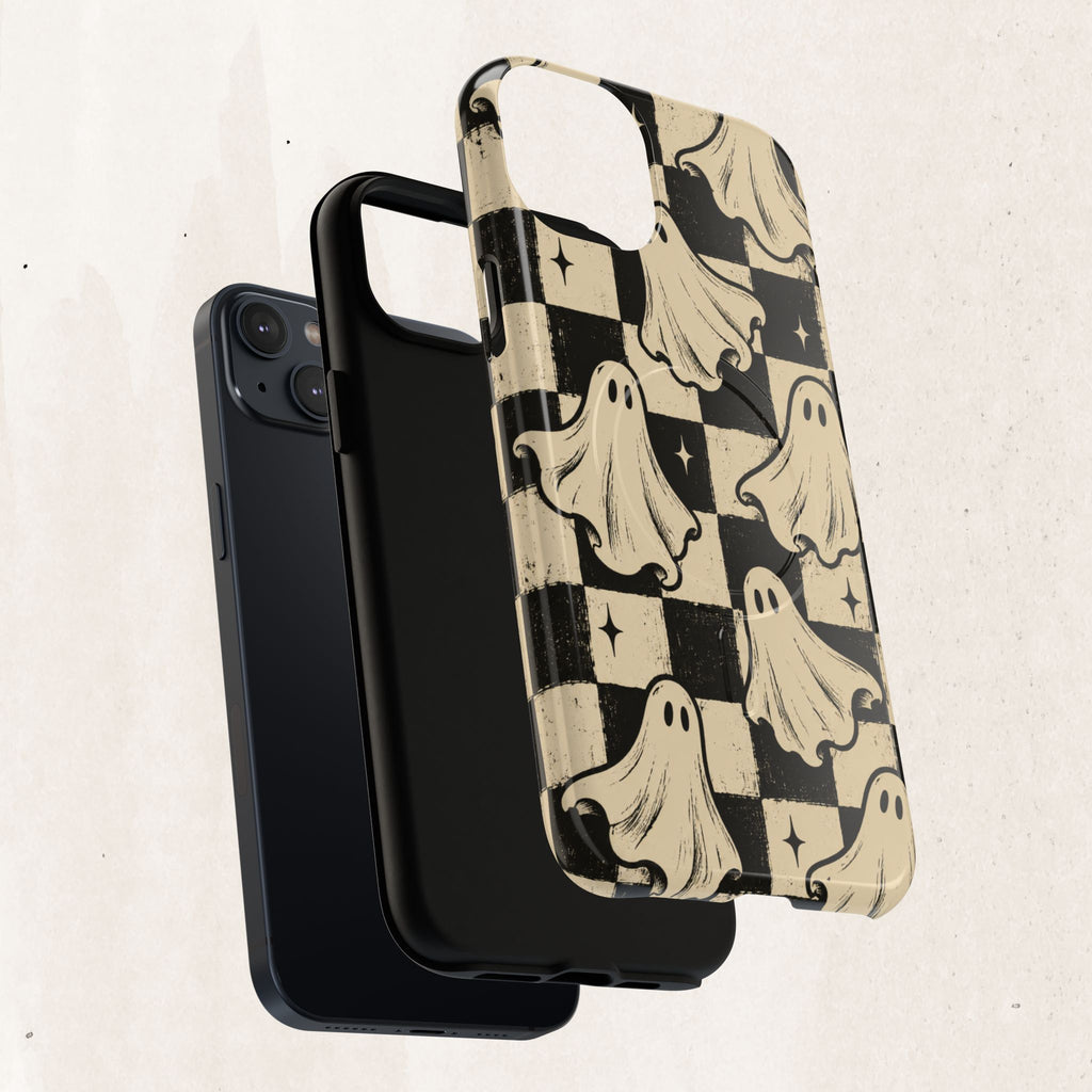 Ghost Checker Tough Magnetic Phone Case — Retro Spooky iPhone Cover Printify