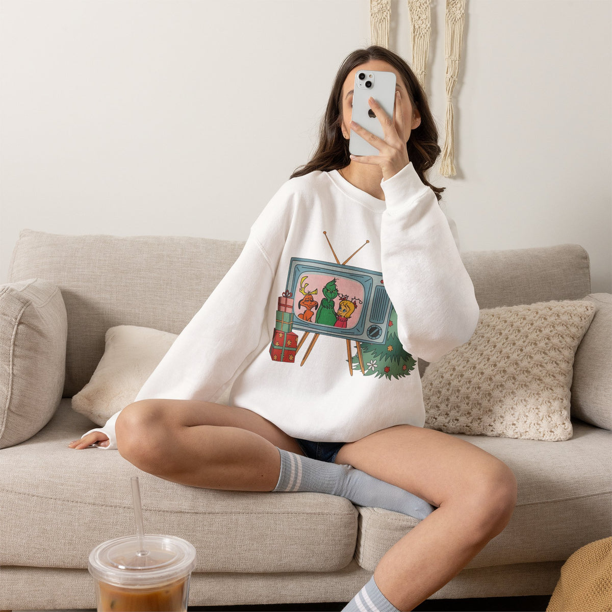 Vintage Christmas TV Sweatshirt, Retro Christmas Crewneck
