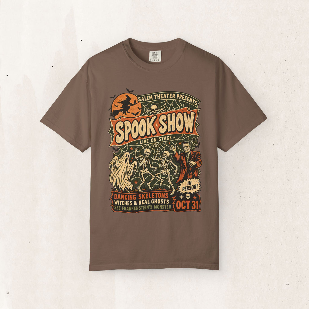 Vintage Spook Show Halloween Tee – Espresso