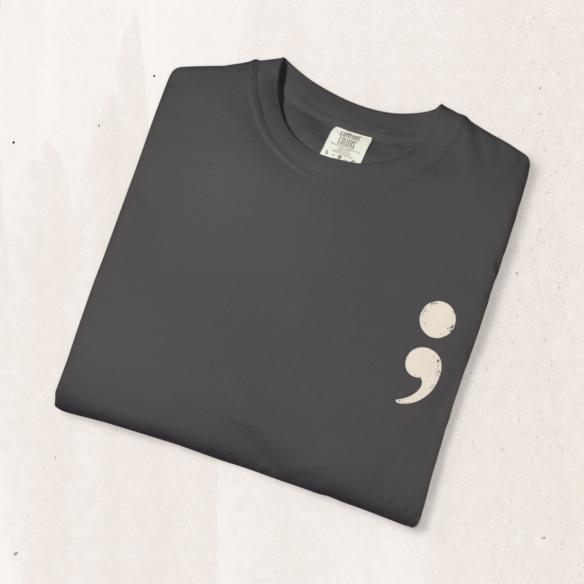 Minimalist semicolon suicide awareness t-shirt in graphite