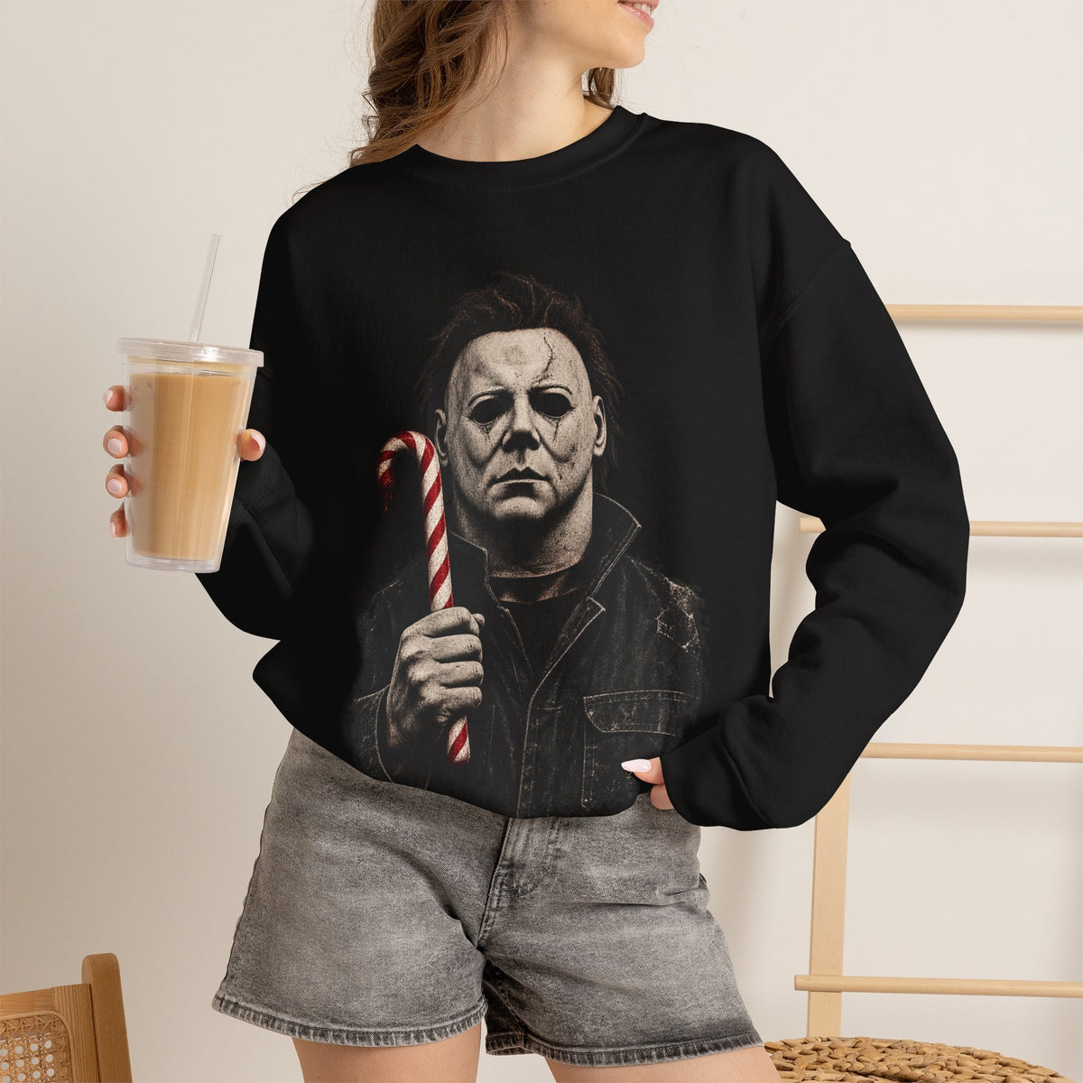 Michael Myers Candycane Crewneck Sweatshirt