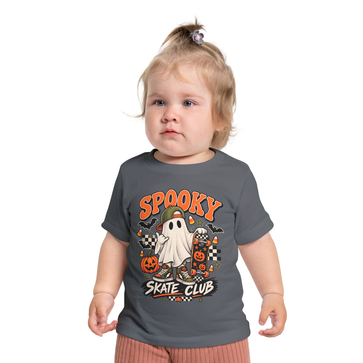 Spooky Skate Club Baby T-Shirt — Halloween Ghost Skateboard Tee