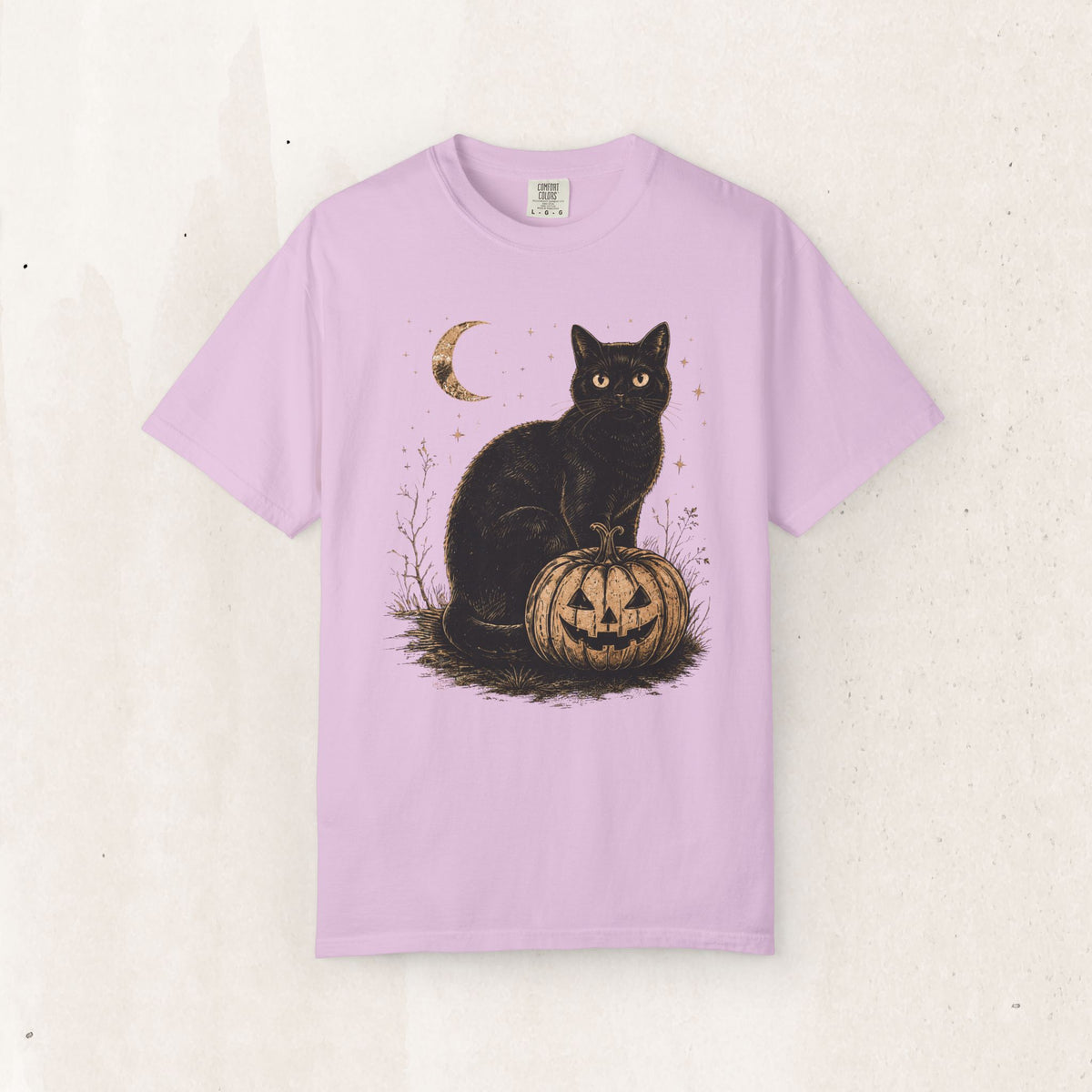 Halloween Black Cat & Pumpkin Tee