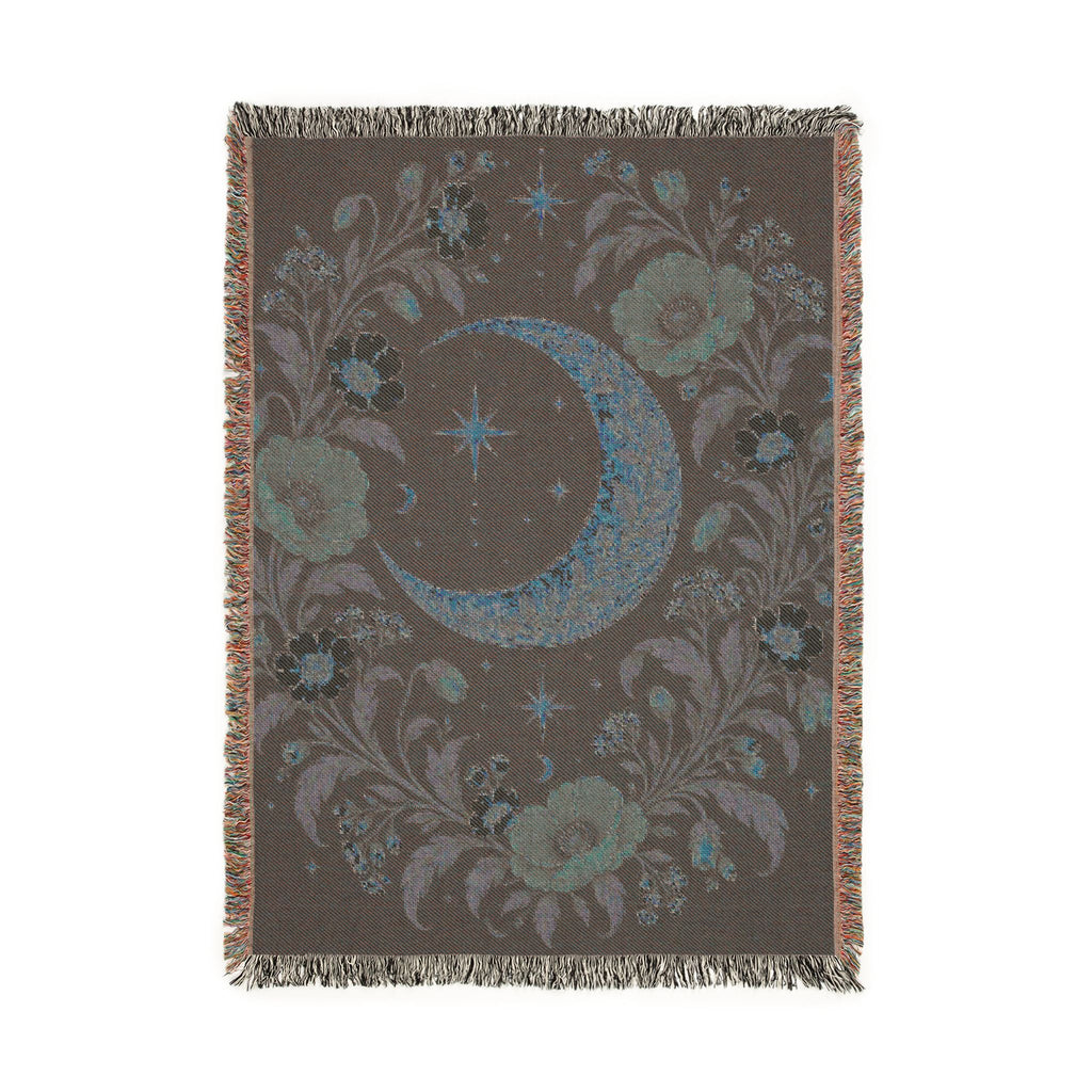 Celestial Moon and Floral Woven Blanket Printify
