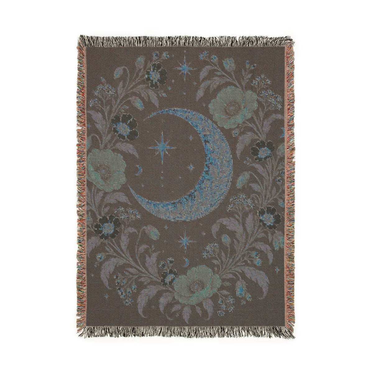 Celestial Moon and Floral Woven Blanket Printify