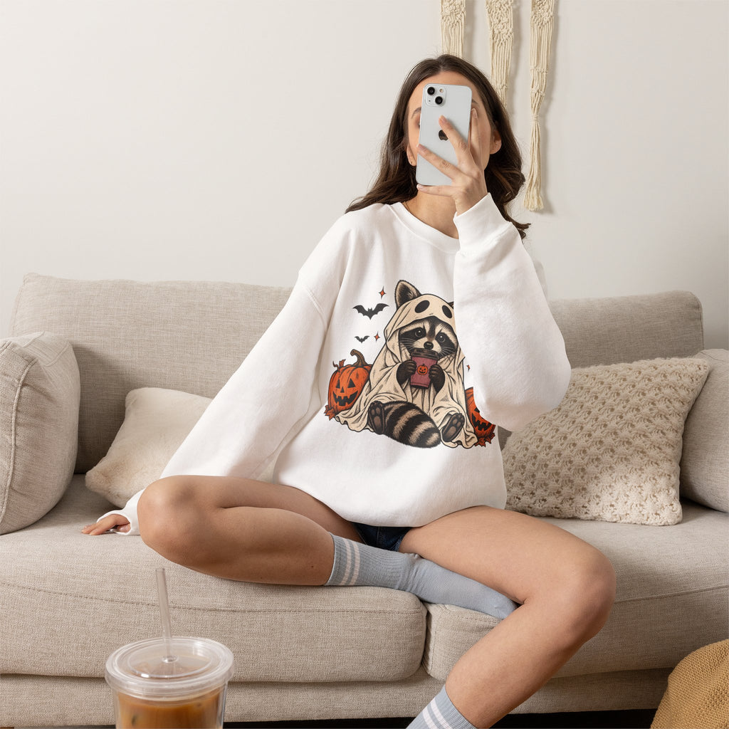 Halloween Raccoon Crewneck Sweatshirt