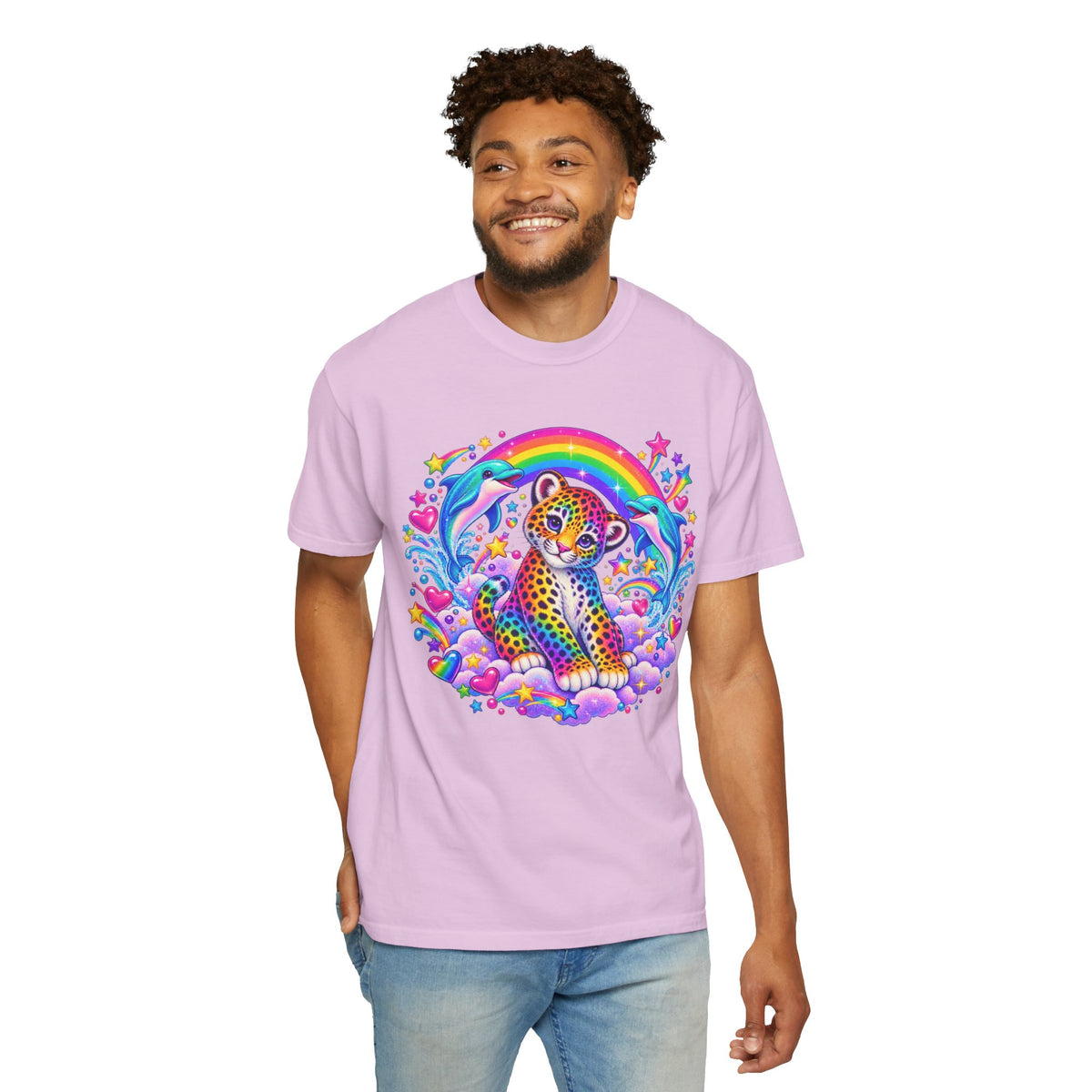 Lisa Frank Inspired Leopard Rainbow Tee