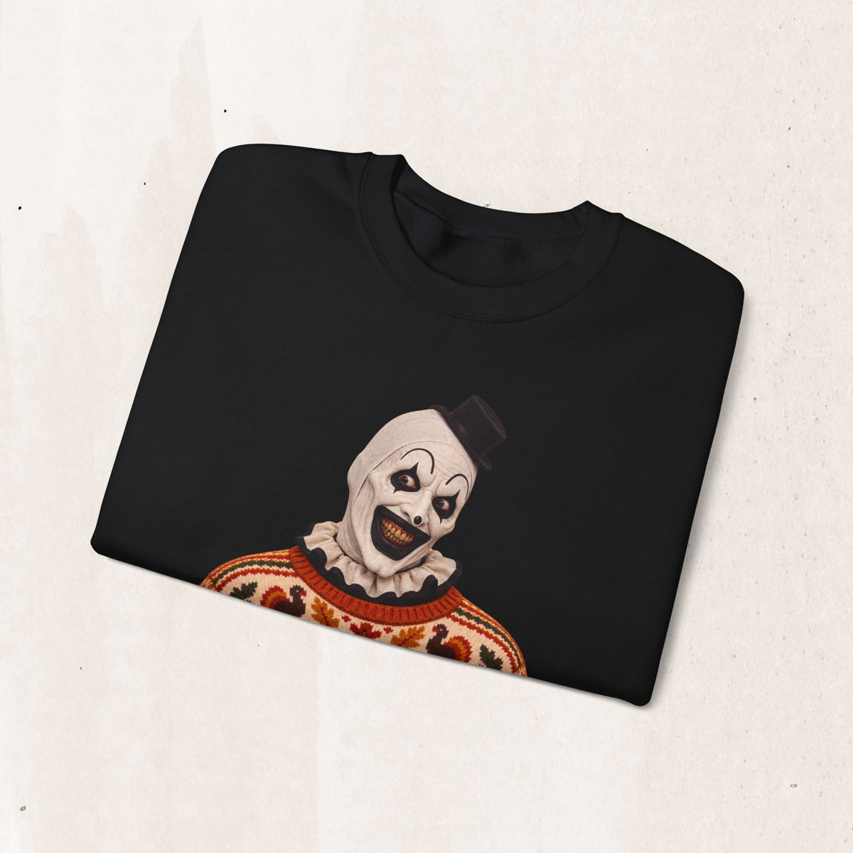 Art the Clown Thanksgiving horror crewneck sweatshirt in black