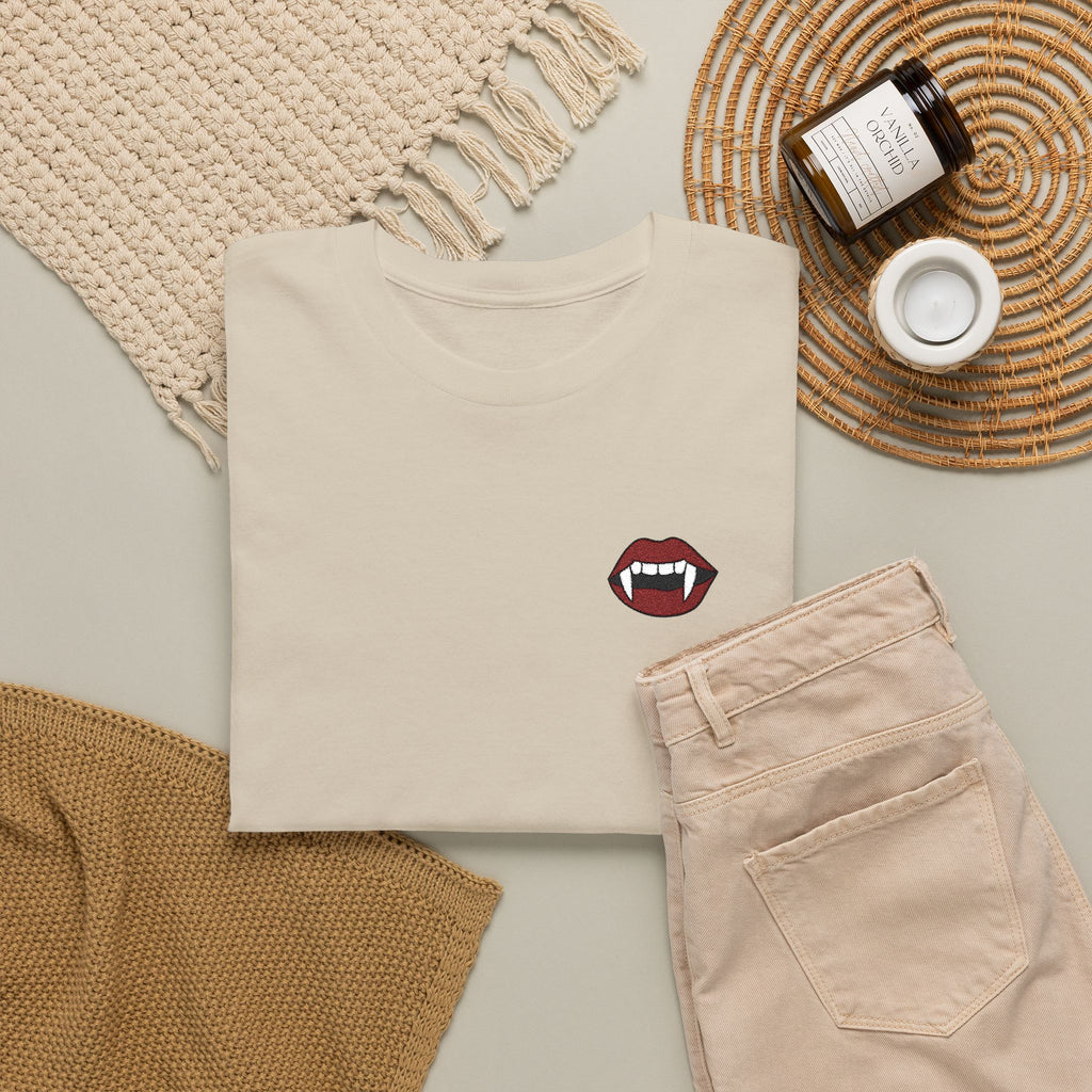 Embroidered Vampire Fangs Tee