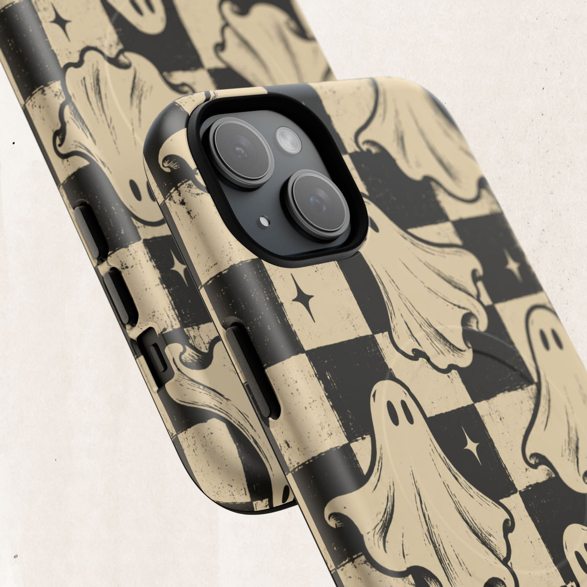 Ghost Checker Tough Magnetic Phone Case — Retro Spooky iPhone Cover Printify