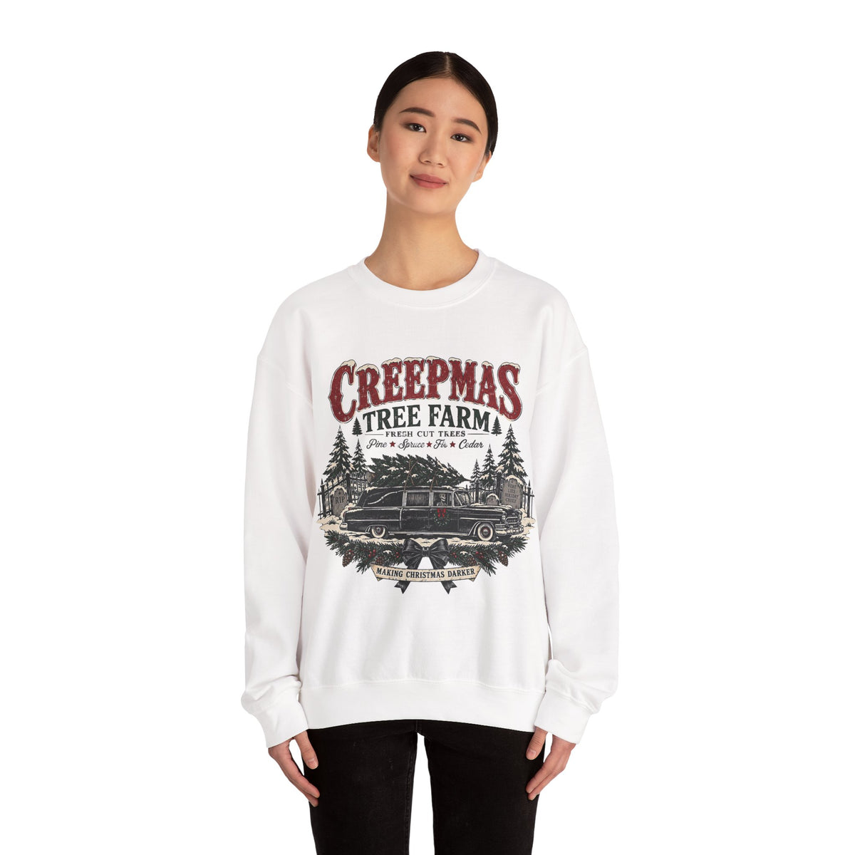 Creepmas Tree Farm Christmas Sweatshirt, Gothic Christmas Tree Crewneck