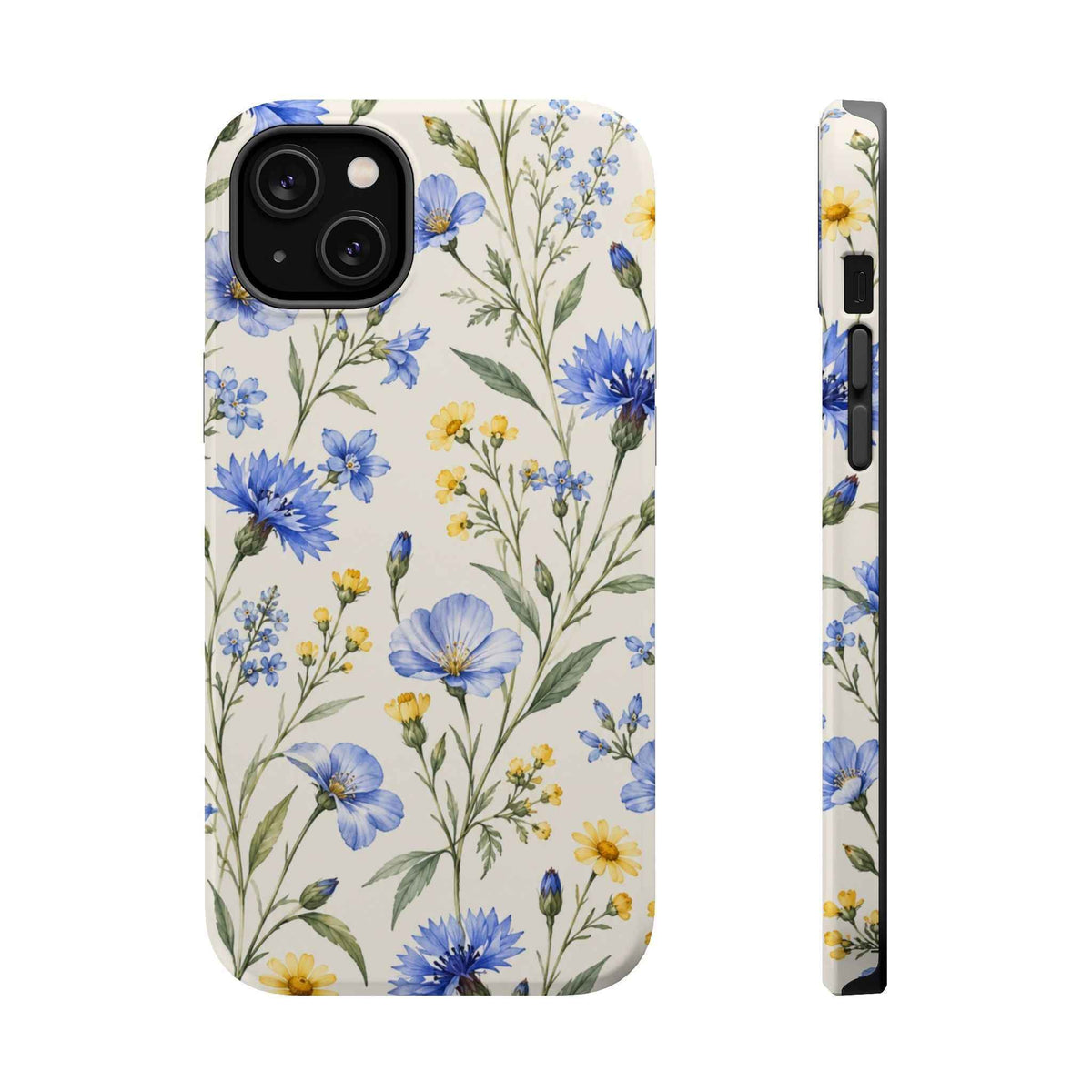 Floral Blue Cornflower Tough Magnetic Phone Case, alternate view
