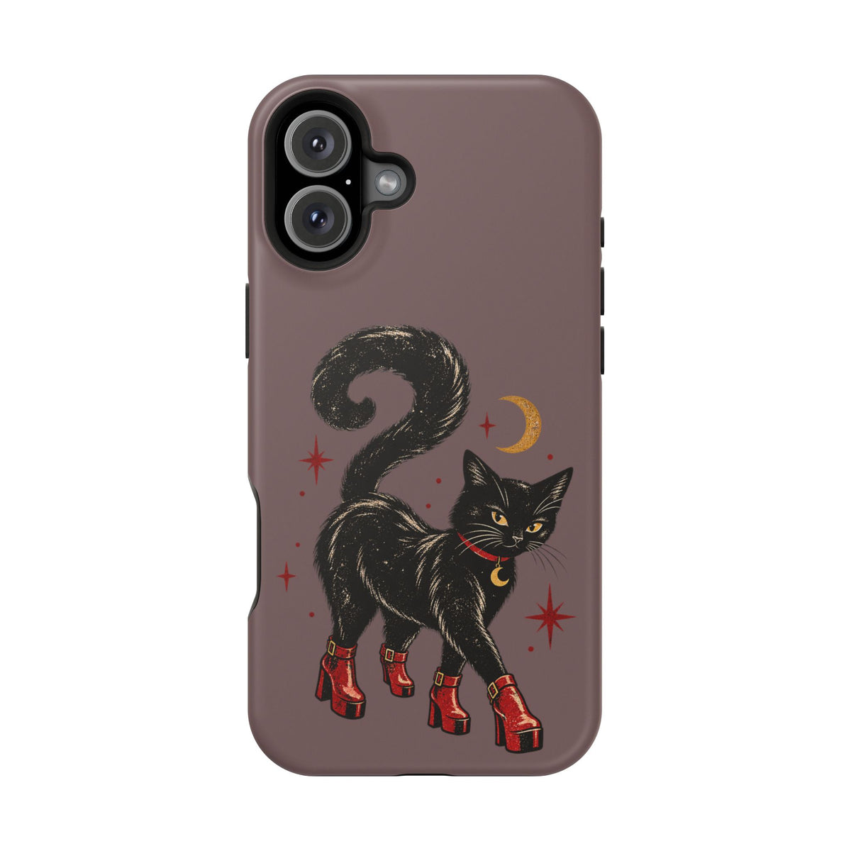 Black Cat in Red Boots MagSafe Phone Case, alternate view