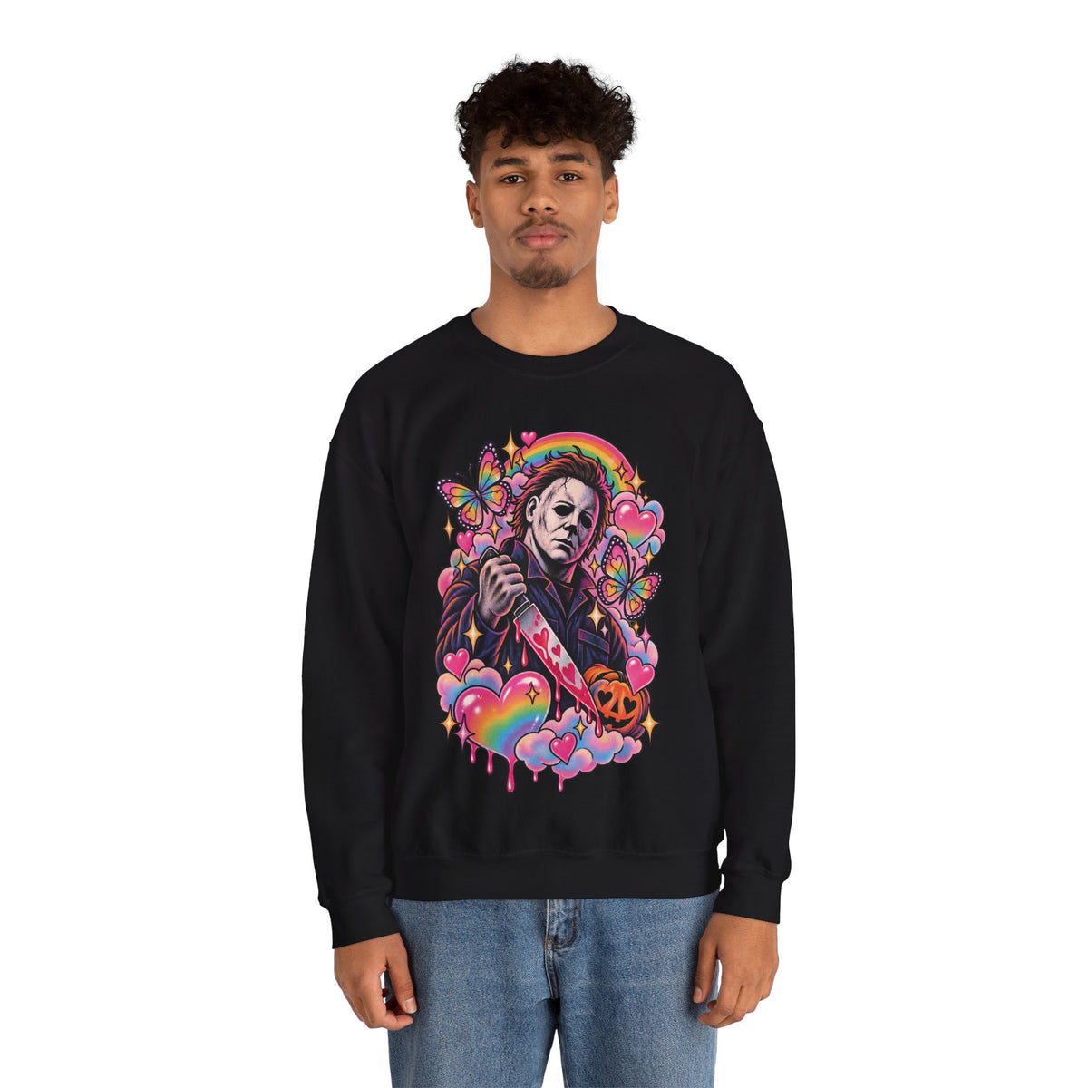 Colorful Michael Myers Horror Heart Crewneck