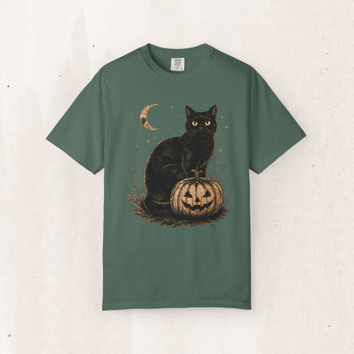 Halloween Black Cat & Pumpkin Tee