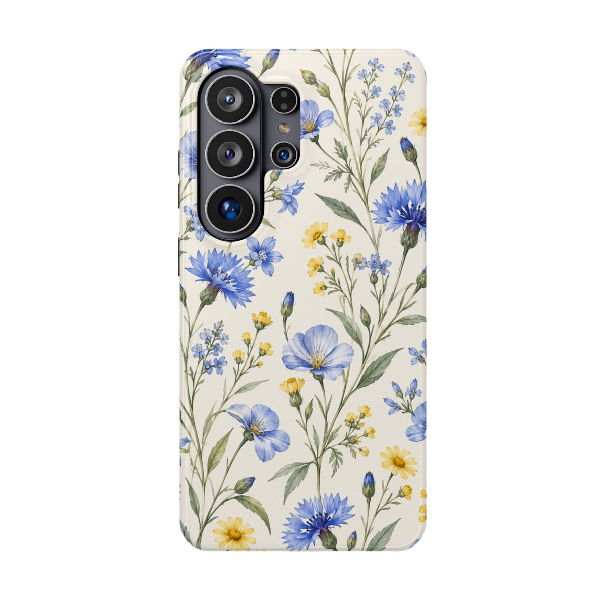 Floral Blue Cornflower Tough Magnetic Phone Case, alternate view