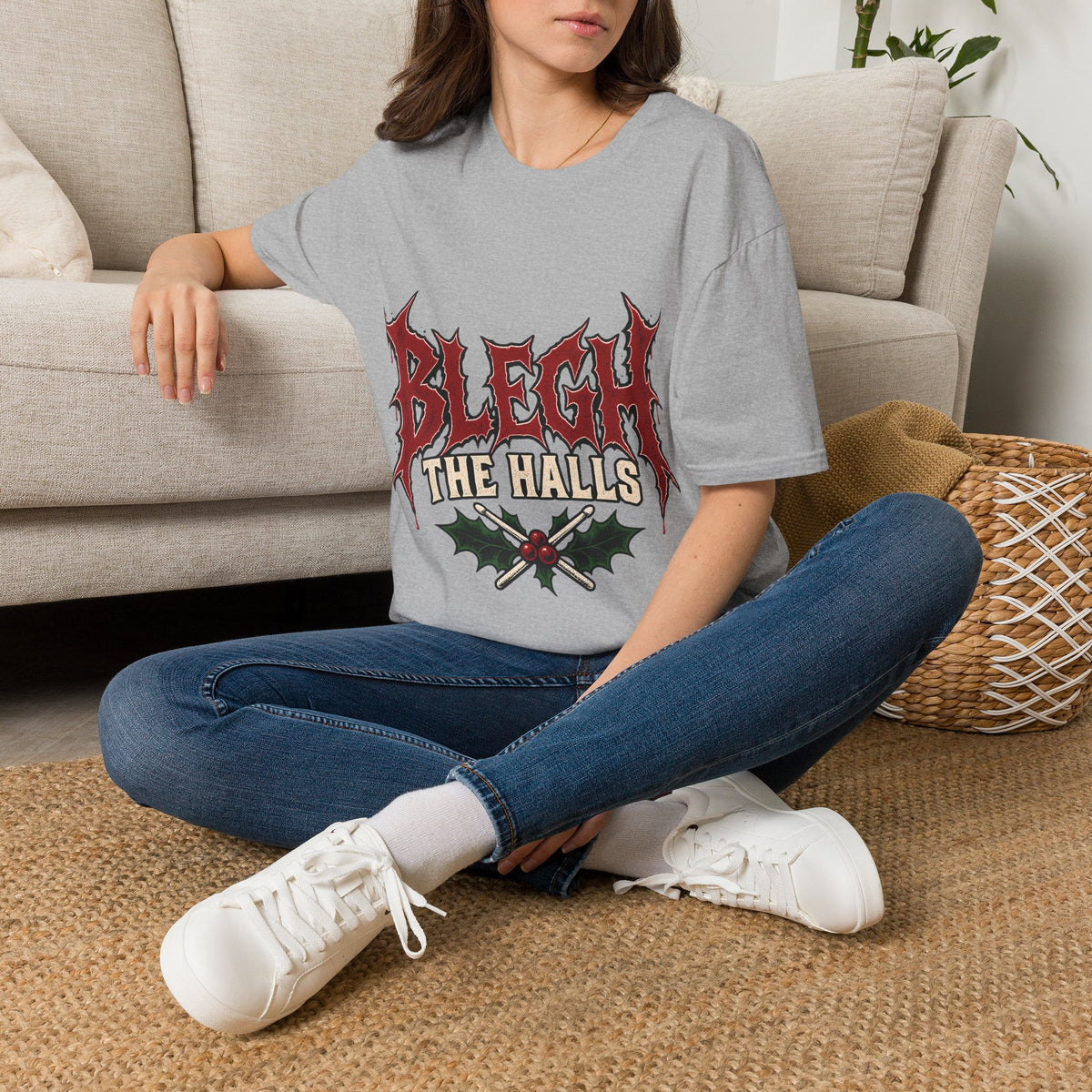 BLEGH the Halls Metal Christmas Tee Printify