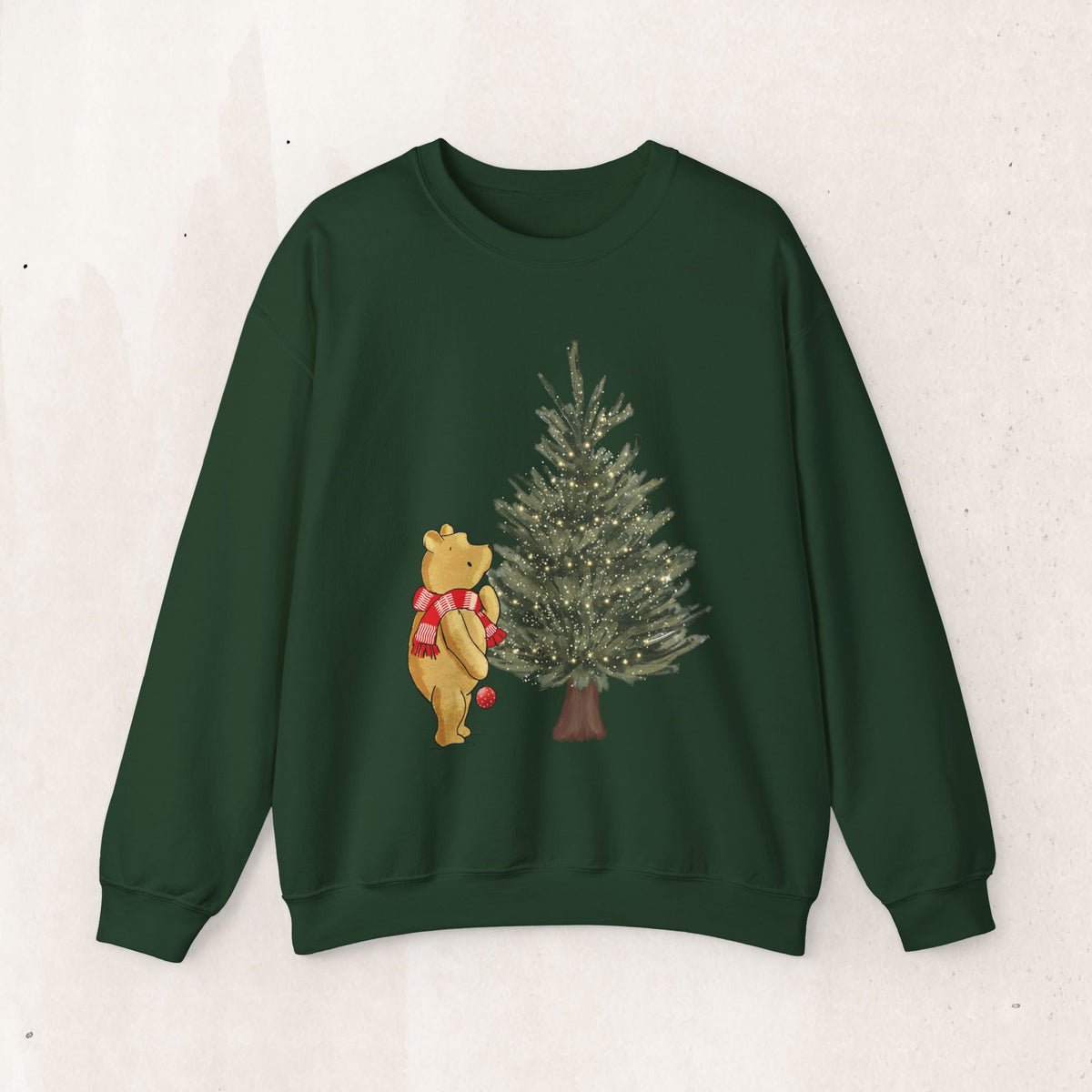 Christmas Winnie the Pooh and Christmas Tree Sweatshirt, Pooh Bear Christmas Crewneck