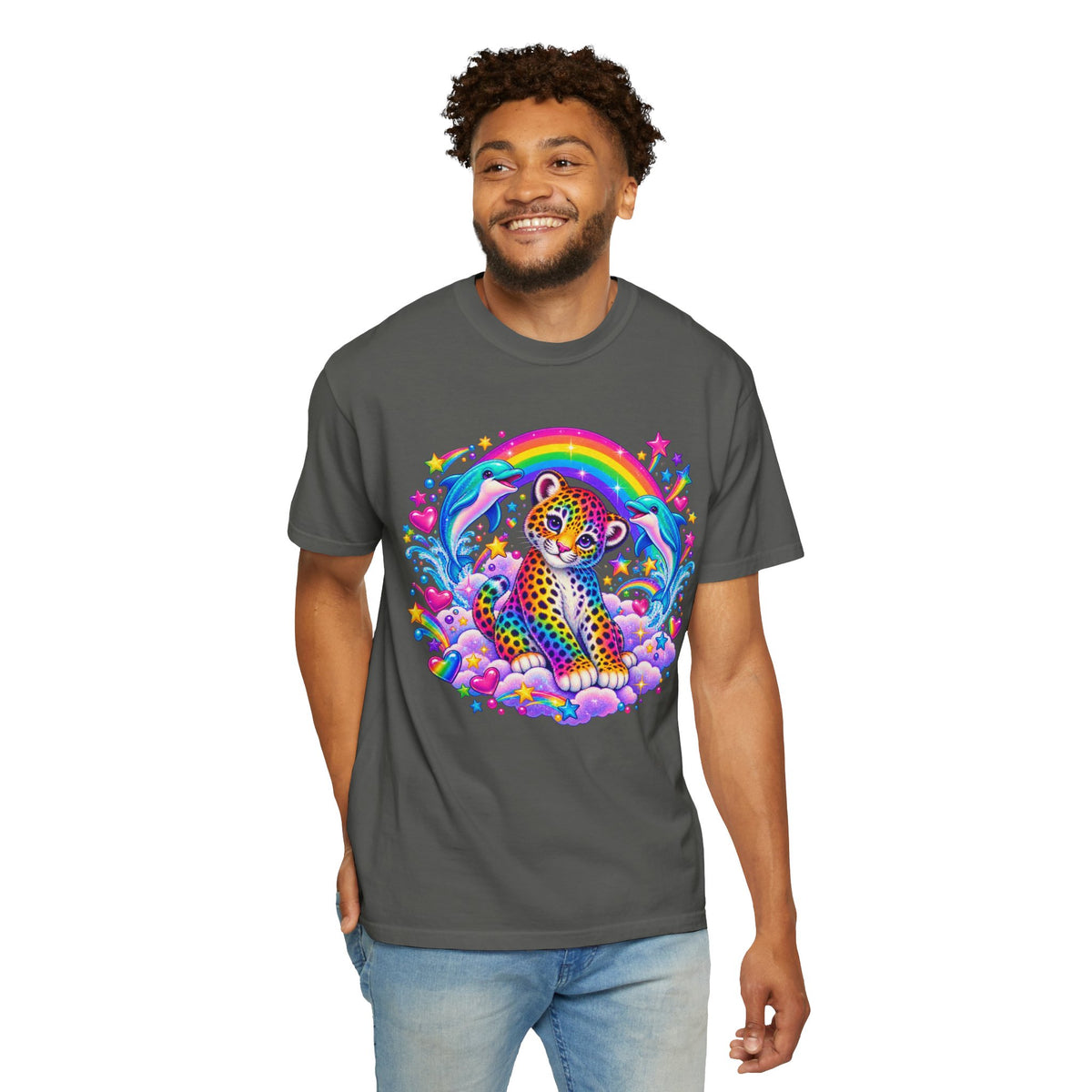 Lisa Frank Inspired Leopard Rainbow Tee