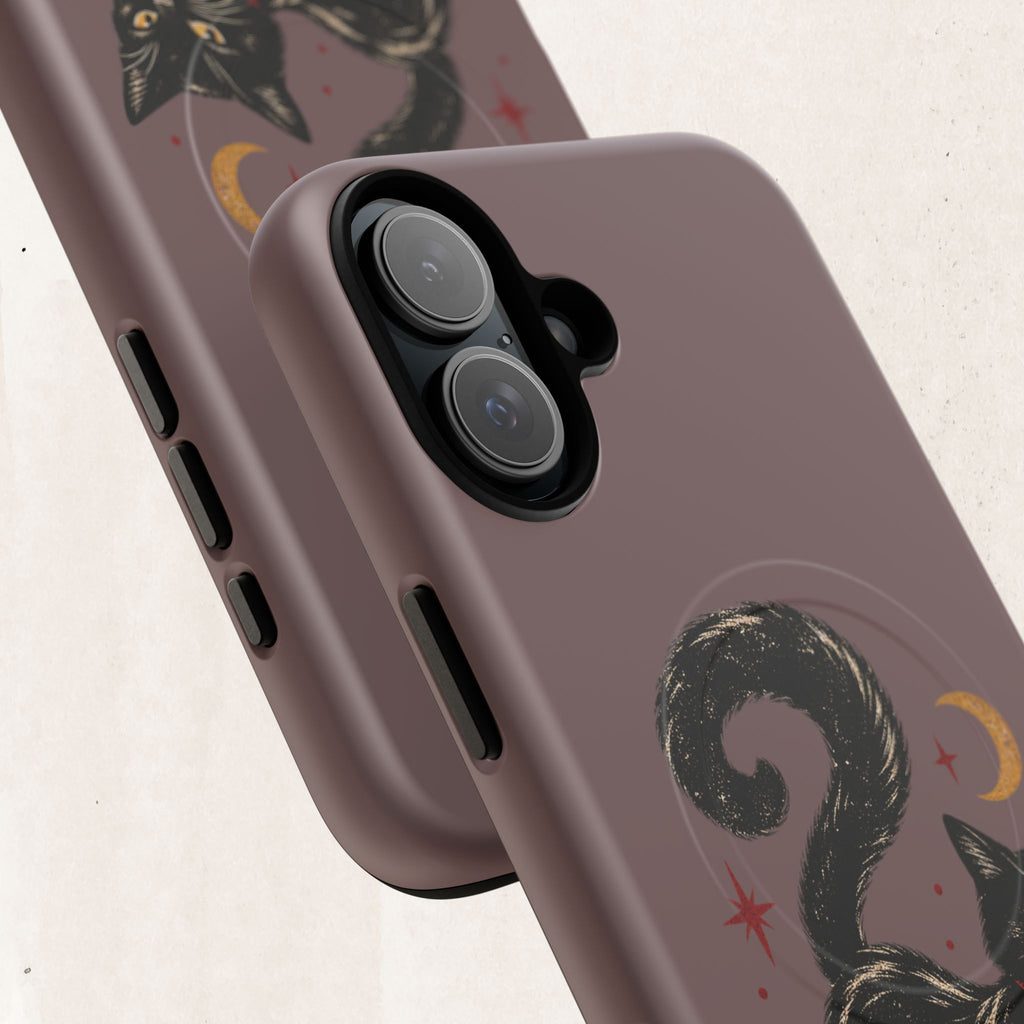 Magnetic Phone Case — Black Cat in Red Boots Design