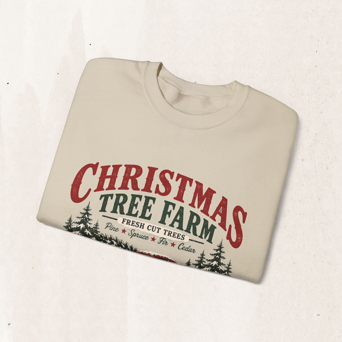 Christmas Tree Farm Home for the Holidays Sweatshirt, Vintage Red Truck Christmas Crewneck