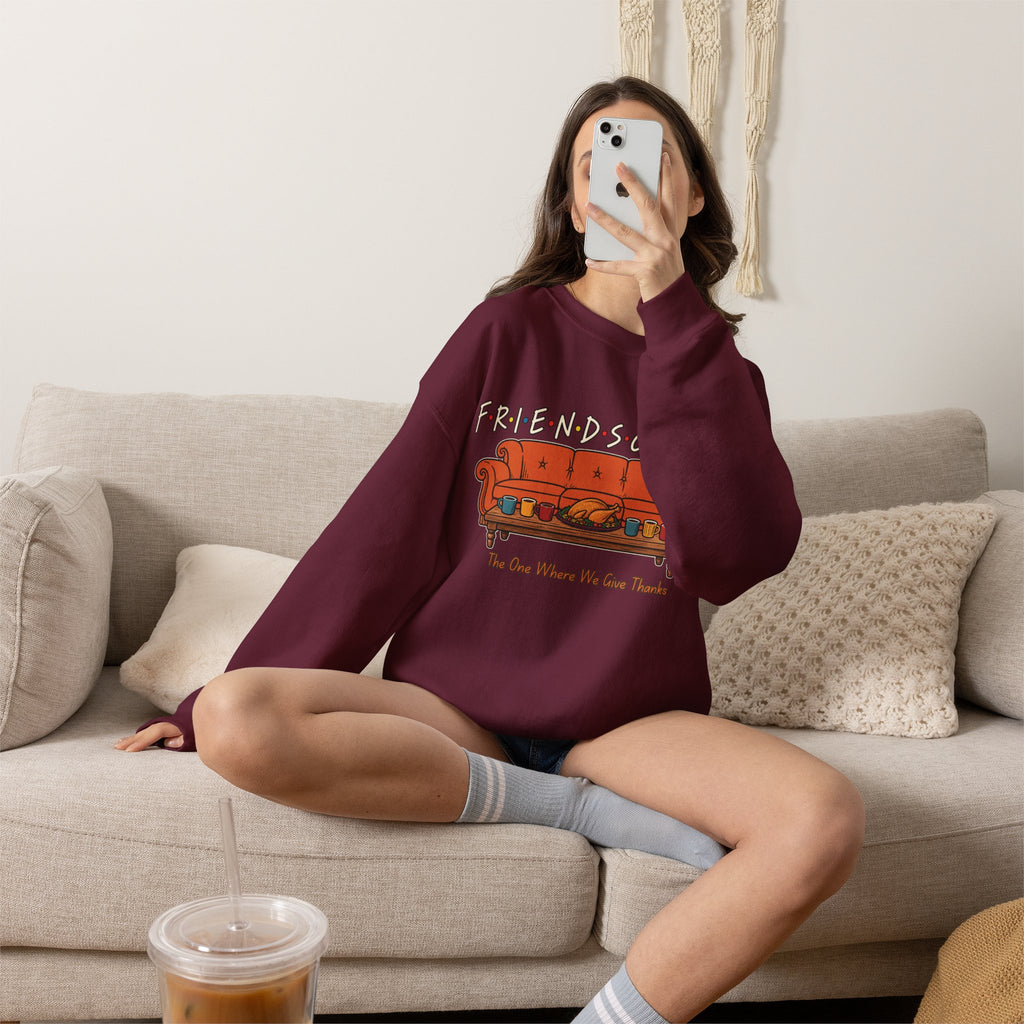 Friendsgiving: The One Where We Give Thanks Crewneck Sweatshirt Printify