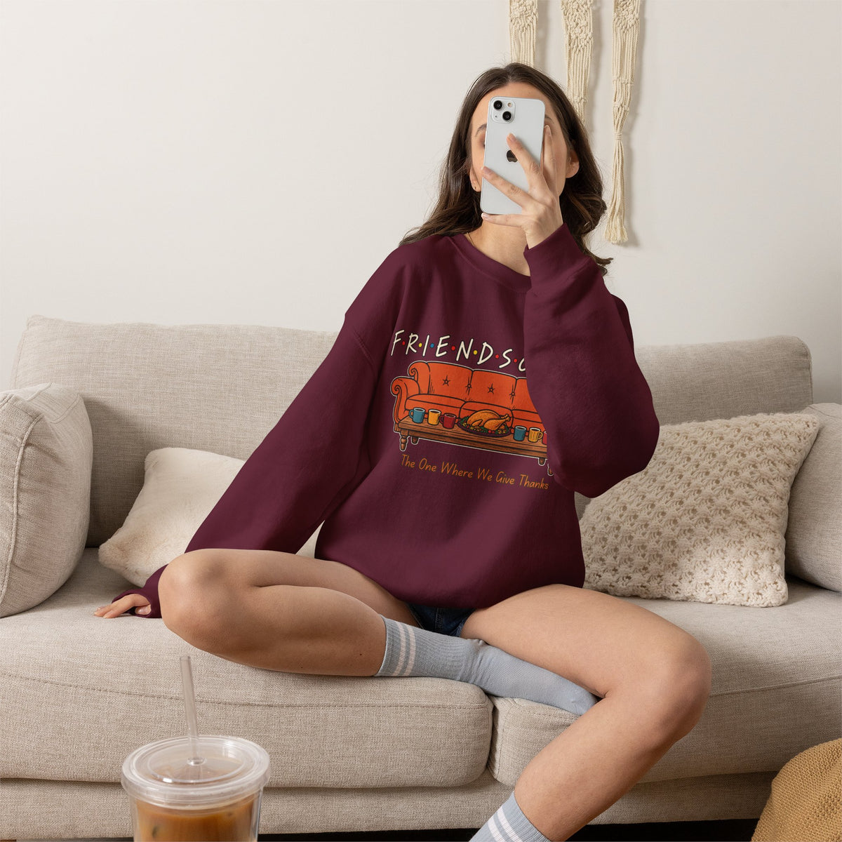 Friendsgiving: The One Where We Give Thanks Crewneck Sweatshirt Printify
