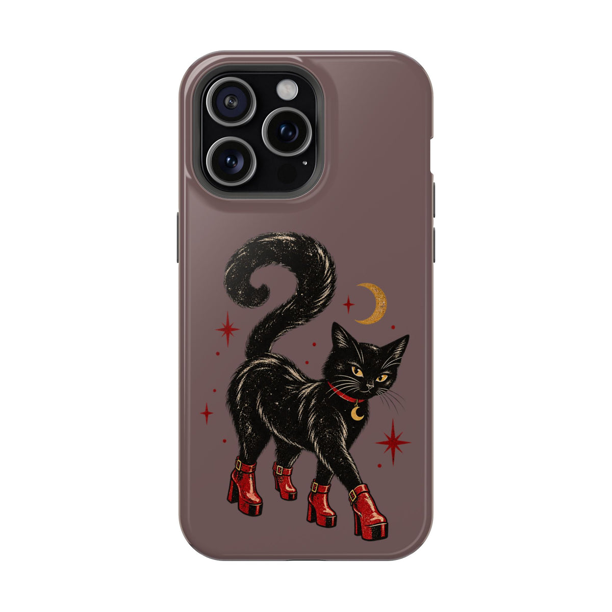 Black Cat in Red Boots MagSafe Phone Case, alternate view