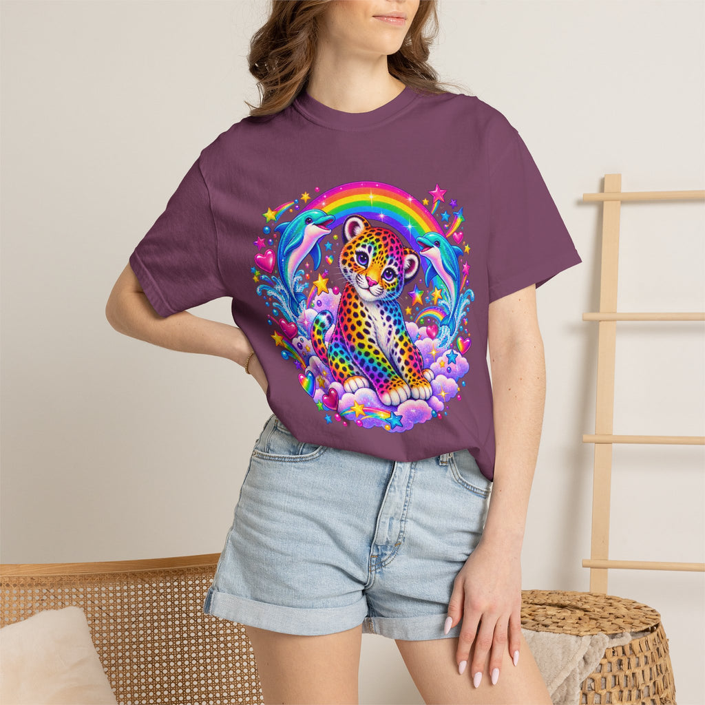Lisa Frank Inspired Leopard Rainbow Tee