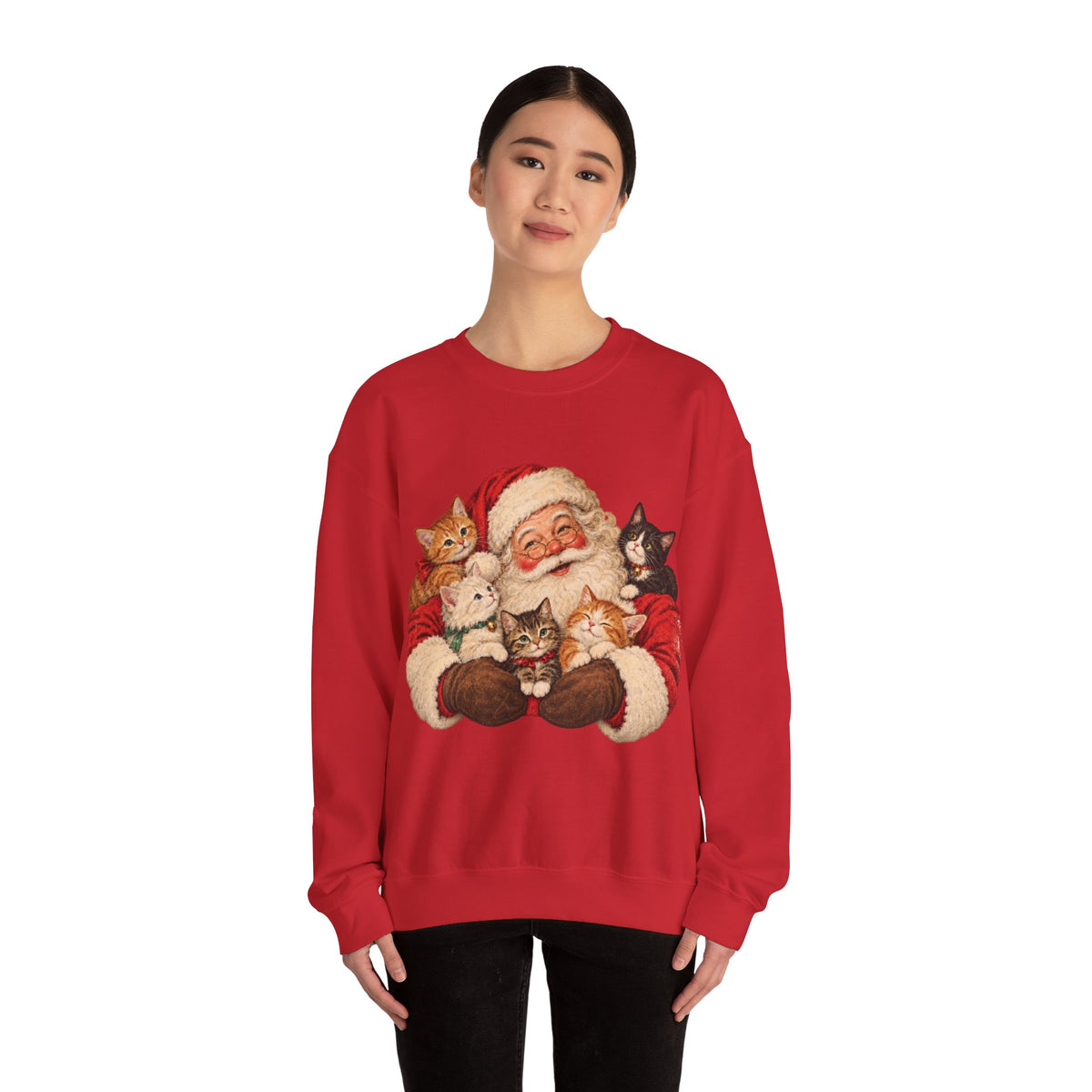 Santa and cats Christmas crewneck sweatshirt